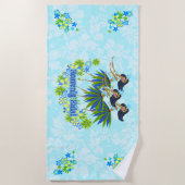 Heavenly Hula Hawaiian Hula Girl Turq Hibiscus Strandlaken (Voorkant)