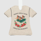Heavenly Hula Holiday Hawaiian Hula Aloha Shirt Ornament (achterkant)