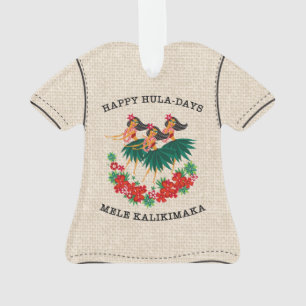 Heavenly Hula Holiday Hawaiian Hula Aloha Shirt Ornament