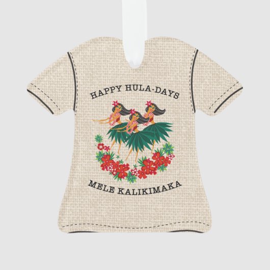Heavenly Hula Holiday Hawaiian Hula Aloha Shirt Ornament (achterkant)