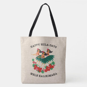 Heavenly Hula Holiday Hawaiian Hula Girl Beach Tote Bag