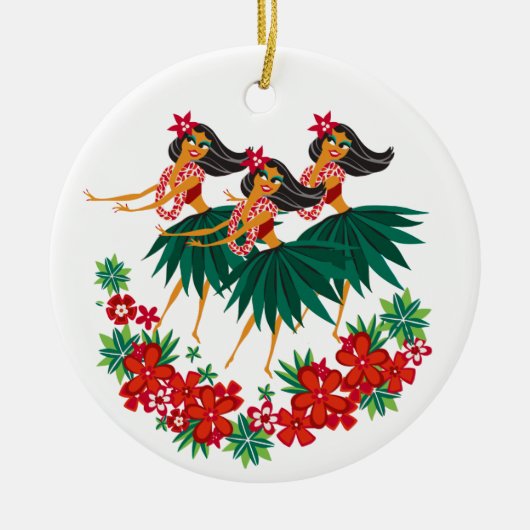 Heavenly Hula Holiday Hawaiian Hula Girls Keramisch Ornament (Voorkant)