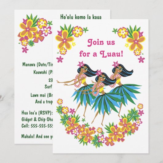 Heavenly Hula Luau & BBQ Uitnodigingen (Voorkant / Achterkant)