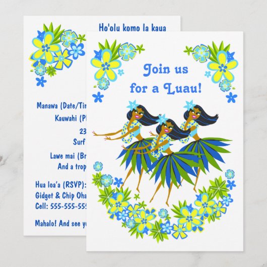 Heavenly Hula Luau & BBQ Uitnodigingen (Voorkant / Achterkant)