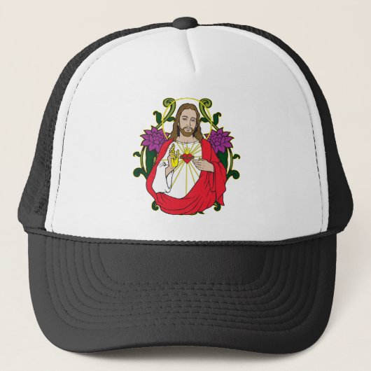 Heavenly Jesus Sacred Heart Trucker Pet (Voorkant)