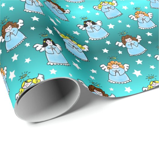 Heavenly KerstAngels Pattern Cadeaupapier (Rol Hoek)