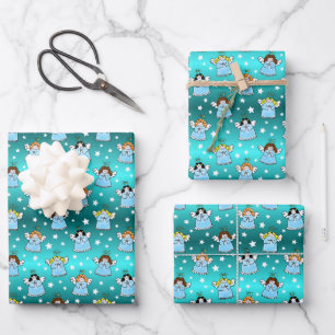 Heavenly KerstAngels Pattern Inpakpapier Vel