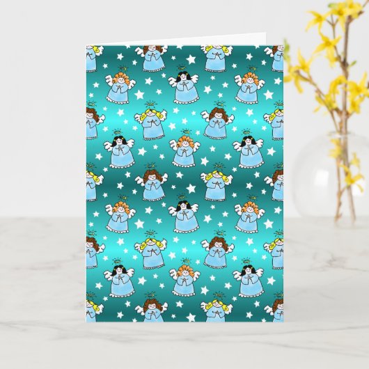 Heavenly KerstAngels Pattern Kaart (Gele Bloem)