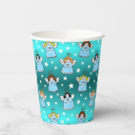 Heavenly KerstAngels Pattern Papieren Bekers (Links)