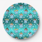 Heavenly KerstAngels Pattern Papieren Bordje (Voorkant)