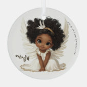 Heavenly Light: Angelic Child in Golden Grace Glas Ornament (Achterkant)