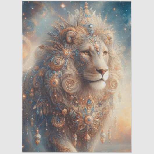 Heavenly Lion with Beaded Details Craft Decoupage Tissuepapier (Voorkant)