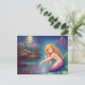 Heavenly Little Mermaid Galaxy Portret Briefkaart (Staand voorkant)