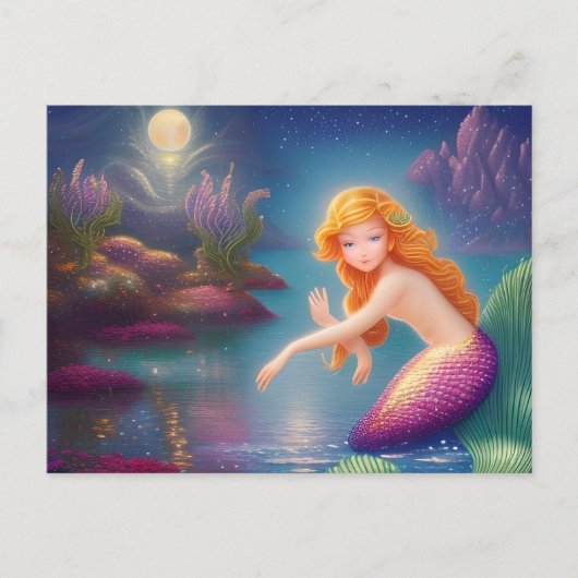 Heavenly Little Mermaid Galaxy Portret Briefkaart (Voorkant)
