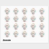 Heavenly Love: Cute Angel Maltese Dog Puppy Ronde Sticker (Vel)