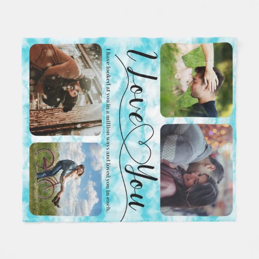 Heavenly Love Photo collage Jubileum Valentijn Fleece Deken (Voorkant (Horizontaal))