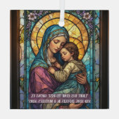 Heavenly Madonna & Child Catholic Christmas Quote Glas Ornament (Achterkant)
