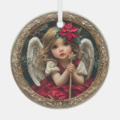 Heavenly Messenger with Star Wand and Poinsettia Glas Ornament (Voorkant)