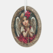 Heavenly Messenger with Star Wand and Poinsettia Glas Ornament (Voorkant links)