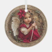 Heavenly Messenger with Star Wand and Poinsettia  Glas Ornament (Voorkant)