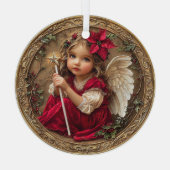 Heavenly Messenger with Star Wand and Poinsettia  Glas Ornament (Achterkant)