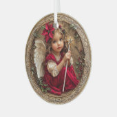 Heavenly Messenger with Star Wand and Poinsettia  Glas Ornament (Voorkant links)