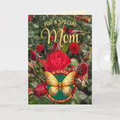 Heavenly Moederdag Red Roses Gold Butterfly Kaart (Voorkant)