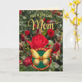 Heavenly Moederdag Red Roses Gold Butterfly Kaart (Gele Bloem)