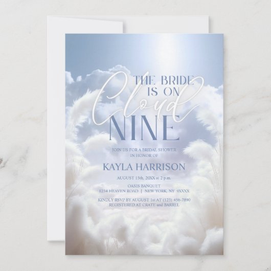 Heavenly On Cloud Nine 9 Pampas Vrijgezellenfeest Kaart (Voorkant)