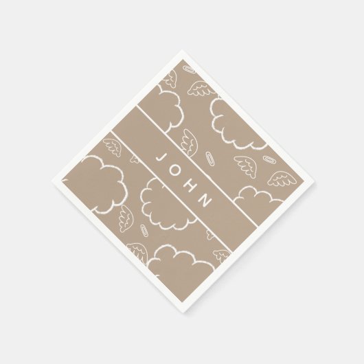 Heavenly Personalized Name Angel Cloud Beige Servet (Hoek)