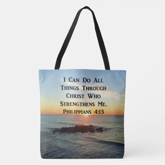 HEAVENLY PHILIPPIANS 4:13 SCRIPTURE DESIGN TOTE BAG (Voorkant)