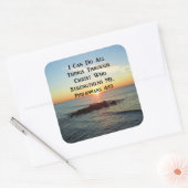 HEAVENLY PHILIPPIANS 4:13 SCRIPTURE DESIGN VIERKANTE STICKER (Envelop)
