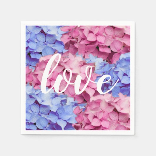 Heavenly Pink and Baby Blue Hydrangeas Servet (Voorkant)