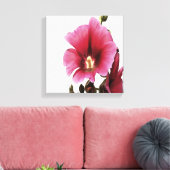 Heavenly Pink Hollyhock Malva Flower Canvas Afdruk (Insitu (Woonkamer))
