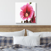 Heavenly Pink Hollyhock Malva Flower Canvas Afdruk (Insitu (Slaapkamer))