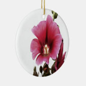 Heavenly Pink Hollyhock Malva Flower Keramisch Ornament (Rechts)