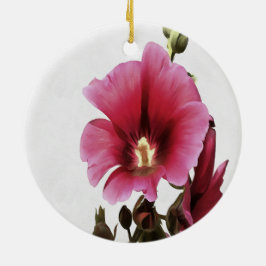 Heavenly Pink Hollyhock Malva Flower Keramisch Ornament