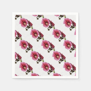 Heavenly Pink Hollyhock Malva Flower Servet