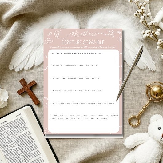 Heavenly Pink Mother's Scripture Scramble Game Kaart