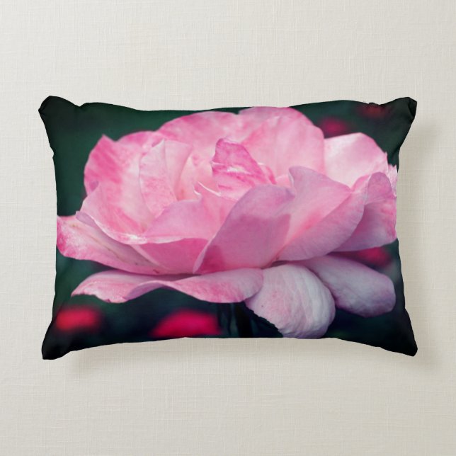 Heavenly Pink Rose Flower Accent Kussen (Voorkant)
