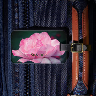 Heavenly Pink Rose Flower, gepersonaliseerd Bagagelabel