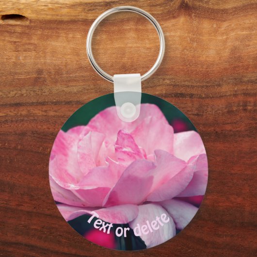 Heavenly Pink Rose Flower, gepersonaliseerd Sleutelhanger (Voorkant)