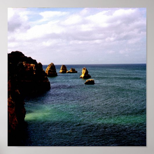 Heavenly Portugal Ocean - Blauwgroen & Azure Poster (Voorkant)