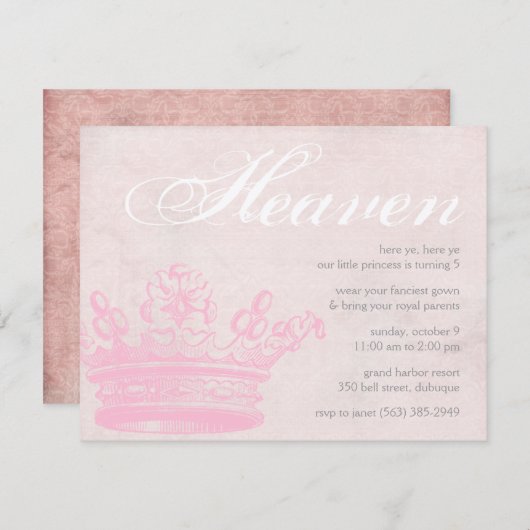 Heavenly Princess Invitations Kaart (Voorkant / Achterkant)