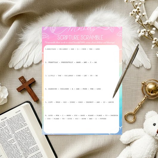 Heavenly Rainbow Mother's Scripture Scramble Game Kaart