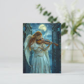 Heavenly Serenity Vrouw Angel met een viool Briefkaart (Staand voorkant)
