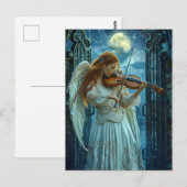 Heavenly Serenity Vrouw Angel met een viool Briefkaart (Voorkant / Achterkant)