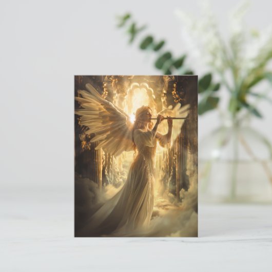 Heavenly Serenity Vrouw Angel met fluit Briefkaart (Staand voorkant)