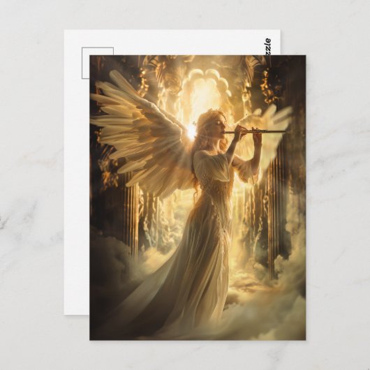 Heavenly Serenity Vrouw Angel met fluit Briefkaart (Voorkant / Achterkant)