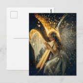 Heavenly Serenity Vrouw Angel speelt de harp Briefkaart (Voorkant / Achterkant)